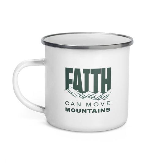 "Faith Can Move Mountains" Enamel Coffee Mug