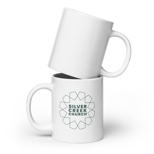 Outline Icon Logo White Glossy Mug 20 oz.